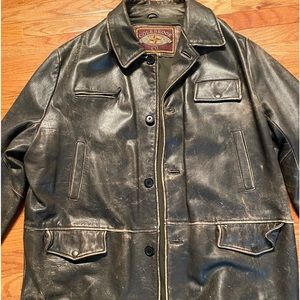 Like new Colebrook & co distressed Heavy Black leather Jacket